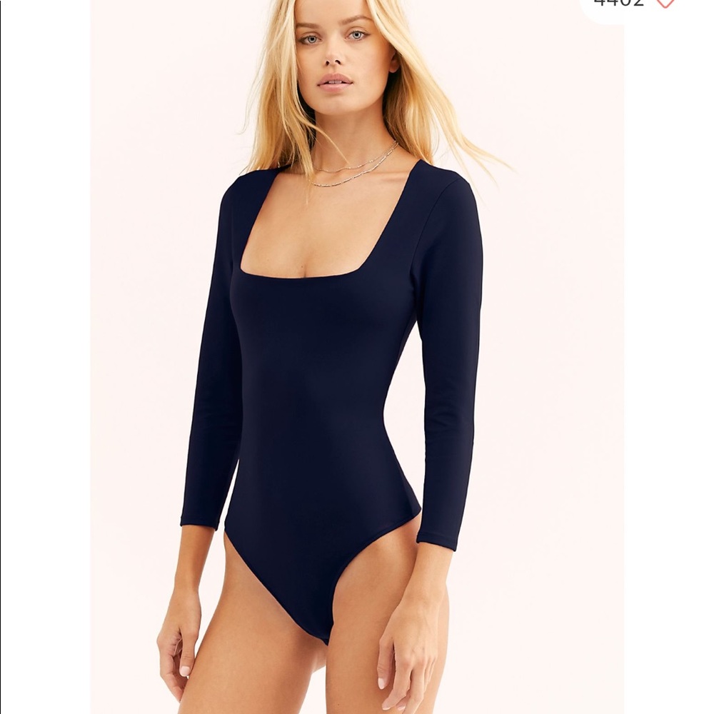 Free People Truth or Square Duo Black Bodysuit